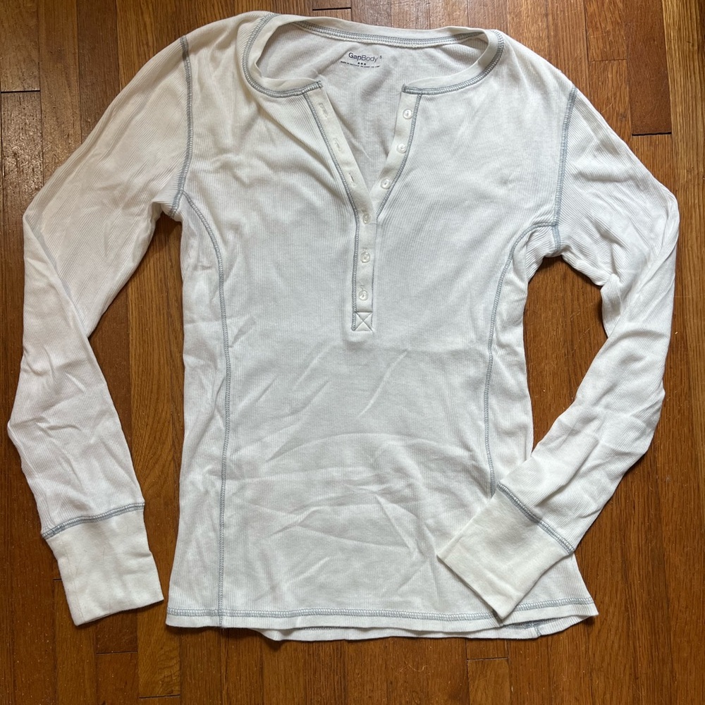 GAP Ribbed Long Sleeve Henley Top